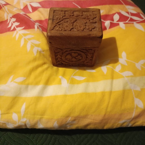 Wooden handmade carved box used