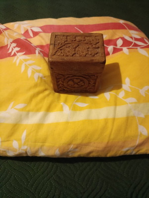 Wooden handmade carved box used