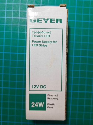 Τροφοδοτικό GEYER για ταινίες LED καινούργιο 12V 24W πλαστικό κέλυφος