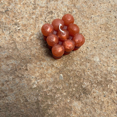 Bubble Cube Candle new, peach glitter shimmer