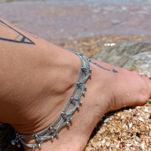 Anklet chain bracelet new, brass and alpaca fixed size