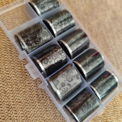 Nail foil like new, 9 rolls with lace designs