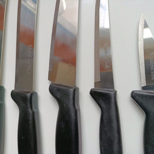 Set of 5 professional kitchen knives stainless steel like new
