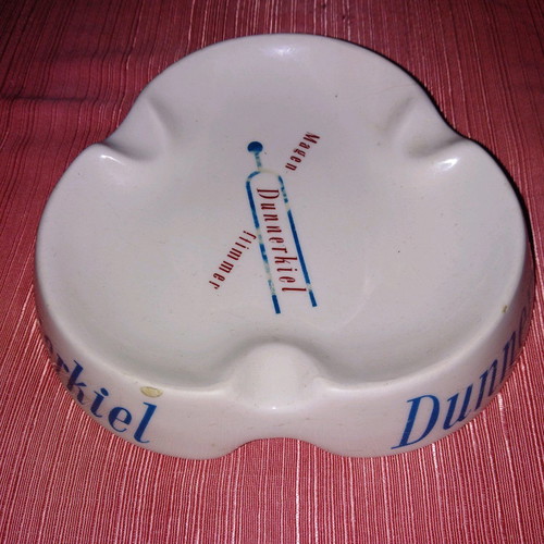 Dunnerkiel porcelain ashtray used, old collectible
