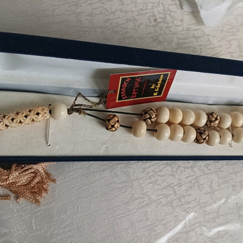 Worry beads with intricate bone beads used