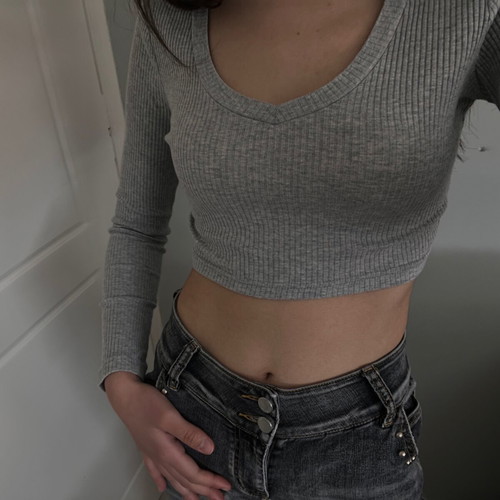Shein gray long-sleeve top like new, size S