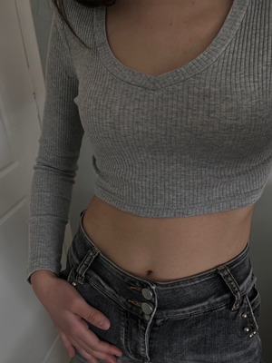 Shein gray long-sleeve top like new, size S