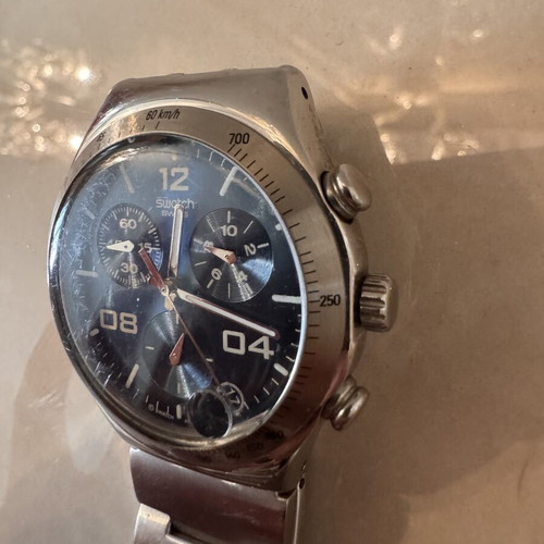 Swatch Irony Chrono Blustery watch used, model YCS438G, blue silver
