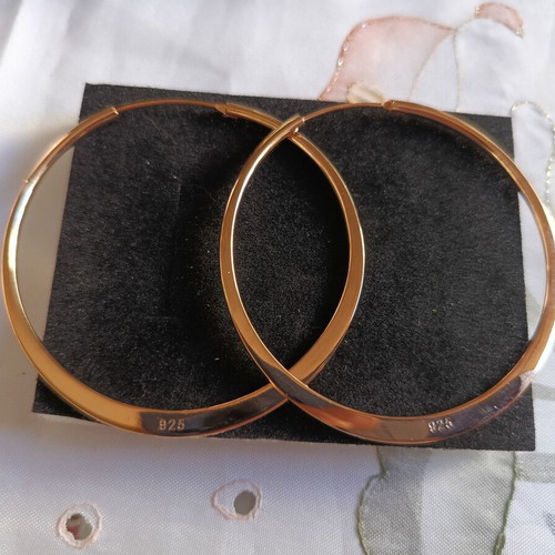 Silver 925 gold plated hoop earrings 6cm new