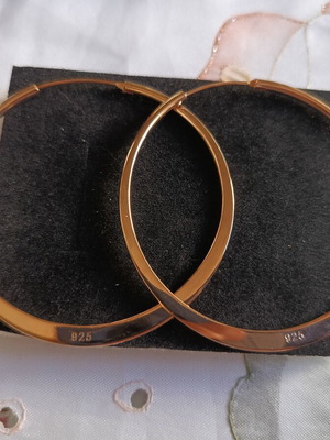 Silver 925 gold plated hoop earrings 6cm new