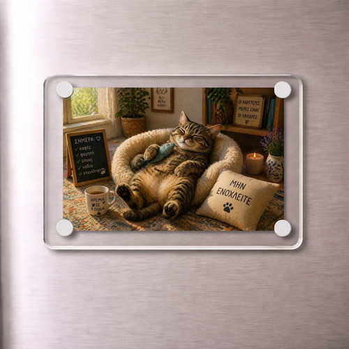 Acrylic fridge magnet "Do Not Disturb" Cozy Relax Cat new