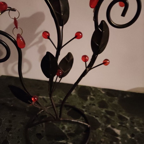 Vintage candlestick used, metal with glass