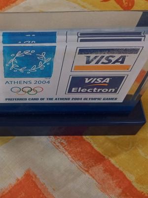 Visa Athens 2004 Olympic Games Paperweight New, Plexiglass