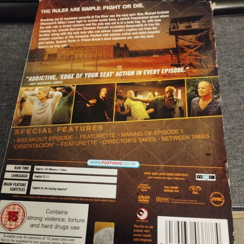 Prison Break DVD used, complete third season with English subtitles