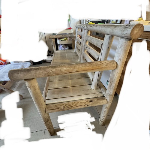 Wooden outdoor sofa, waterproof, natural wood
