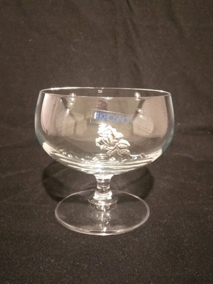 KROSNO Set of 6 Crystal Ice Cream Bowls New With Metal Flower Decoration