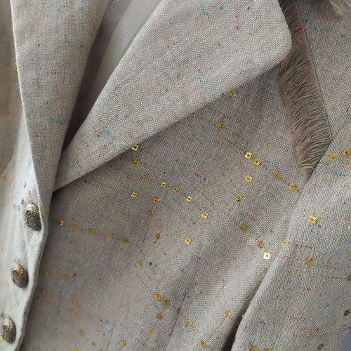 Luxury blazer Lehel by Edith Beni new, beige with sequins and fringes