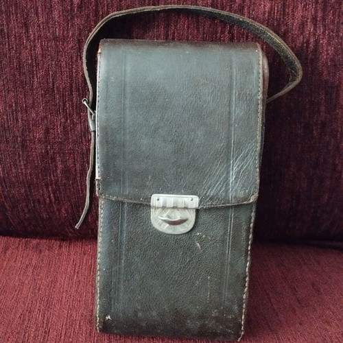 Leather case for analog camera used, vintage style