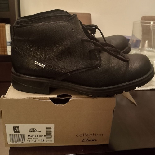 Clarks Morris Peak II boots new, black leather, size 42