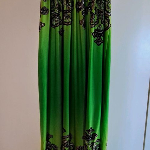 Maxi summer dress used, green, size M