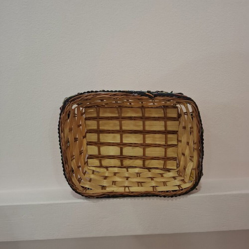 Woven Boho Mexico Straw Basket in Like New Condition