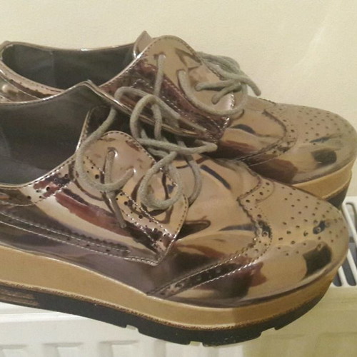 Women's platform shoes oxford style silver new size 39