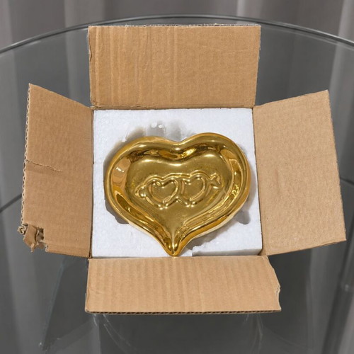 Elegant Glam Ceramic Soap Dish Gold Heart Shape New