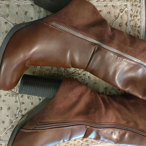 Camel boots size 38 like new, combination of eco leather and suede