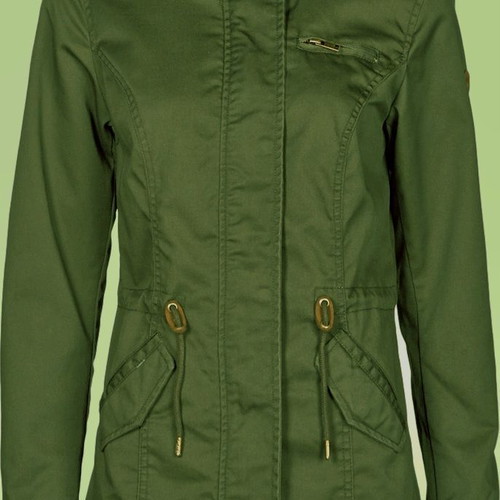 Long women's parka jacket new, green, size M