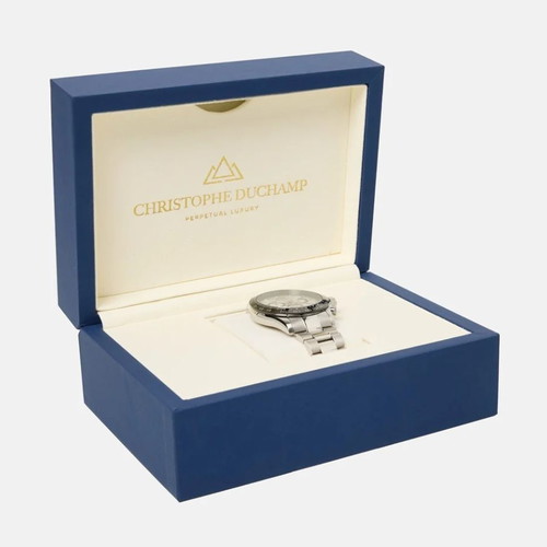 Christopher Duchamp Chronograph Watch new, silver stainless steel