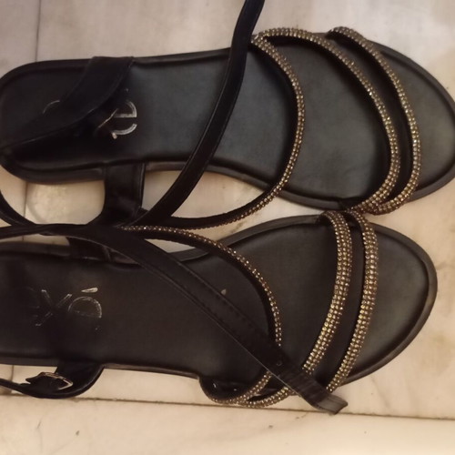 Women's summer sandals like new, black with rhinestones, size 37