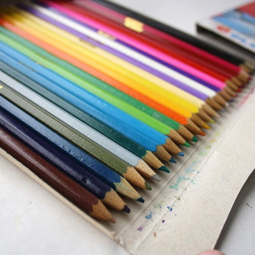 Vintage 80's 24x Anson large colored pencils new, Taiwan
