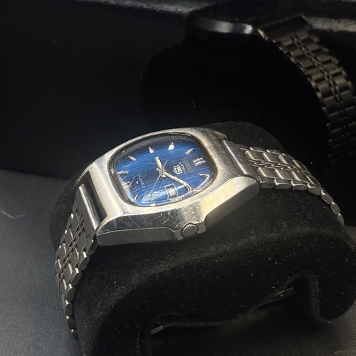 Seiko 5 Baby Monaco automatic watch like new, blue dial, stainless steel bracelet