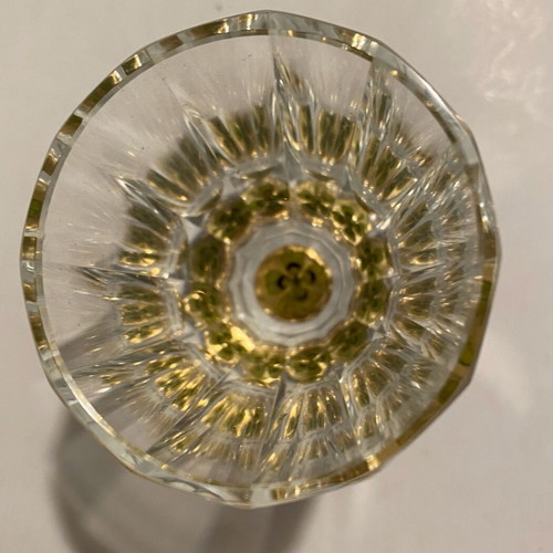 Set of 3 vintage glasses with metal engravings and glass with clover