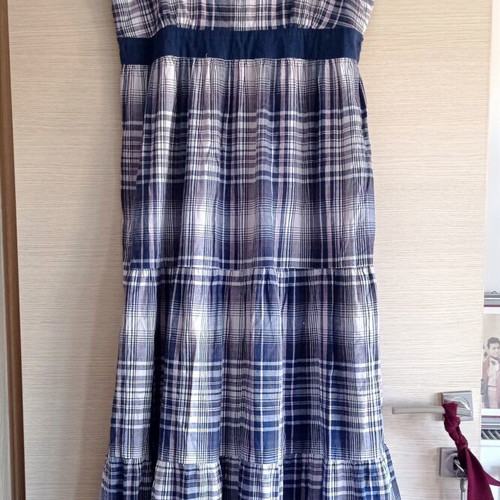 Long plaid dress with straps size Large used