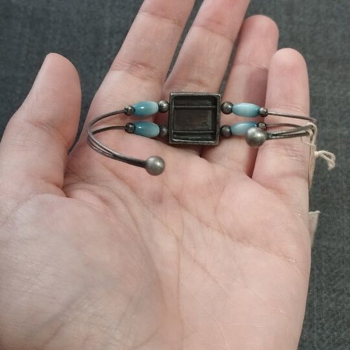 Boho Ethnic metal cuff bracelet with turquoise stones