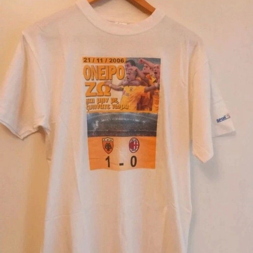 AEK T-shirt with Milan 2006, size XL, like new, white