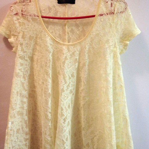 Luxury yellow lace tunic blouse, one size