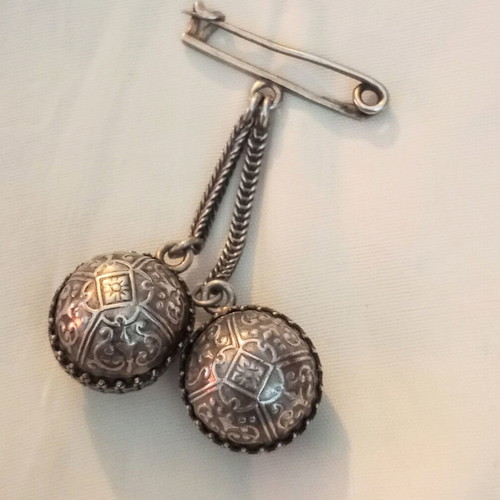 Silver pin old used, traditional, solid silver