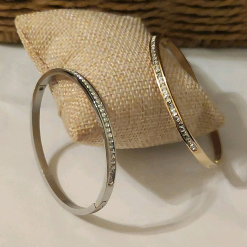 Steel handcuff bracelet new, gold and silver colors
