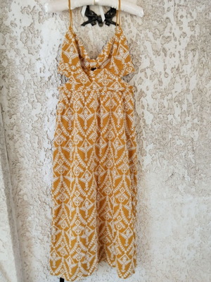 Zara dress small size mustard cotton new with tag