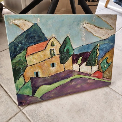 Yellow House on the Mountain oil painting new, signed