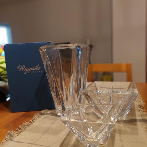 Rogaska crystal set unused with vases and fondue dishes