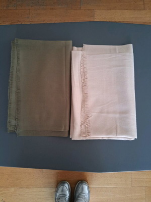 Scarves used like new in beige and khaki colors