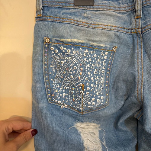 Jean Rossodisera pants with rhinestones new, low waist, 40 cm waist
