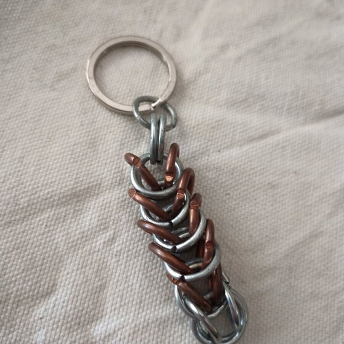 Keychain stainless steel and copper box knot handmade like new