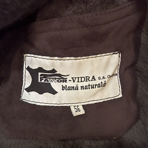 Leather women's coat with real fur size 56 like new, brown