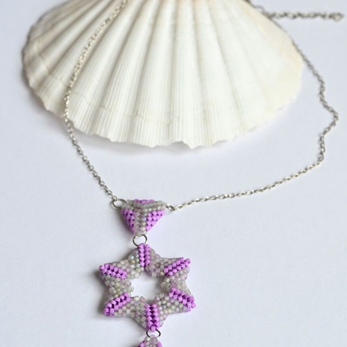 Delicate star necklace in purple and gray, custom made