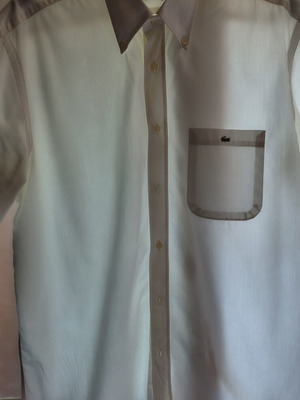 Lacoste men's dress shirts like new, white and pink, size XL, short sleeve