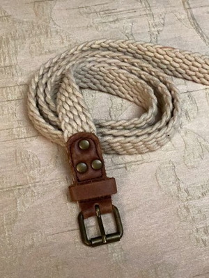Woven rope belt like new with leather buckle boho style